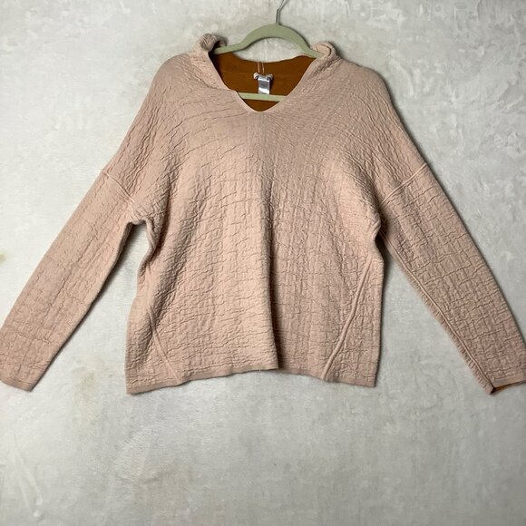 J.Jill Reversible Textured Terracotta Cameorstof Hoodie Sweater Women Medium - Picture 7 of 7